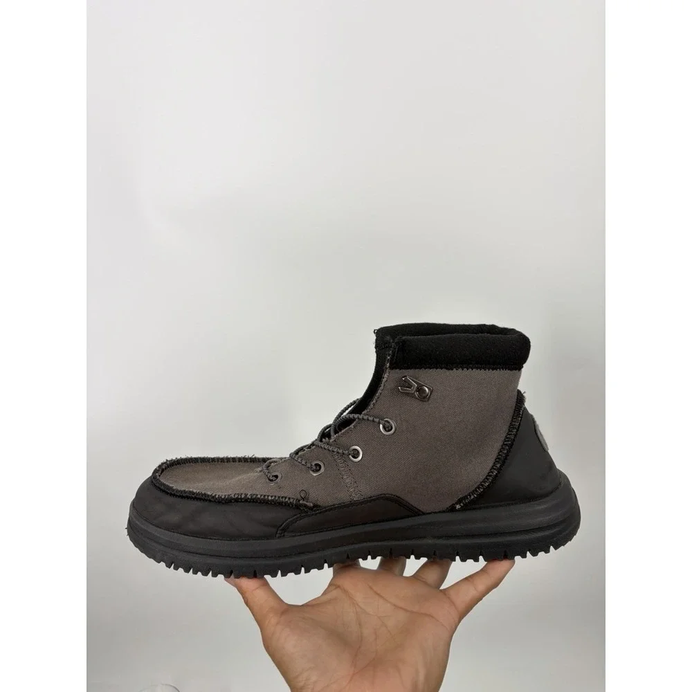 Hey Dude Bradley Waxed Canvas Gray And Black Boots Mens Size 11 Chukka Gorpcore